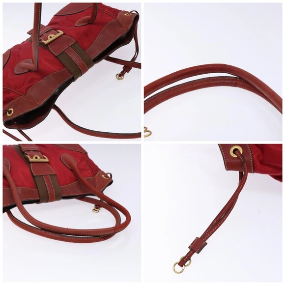 PRADA Shoulder Bag Leather Nylon Red Gold Auth 138849 - Picture 16 of 16